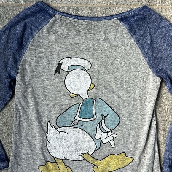 NWT Disney Donald Duck 3/4 sleeve Raglan Baseball Tee Front Back Graphic Medium - Picture 9 of 15